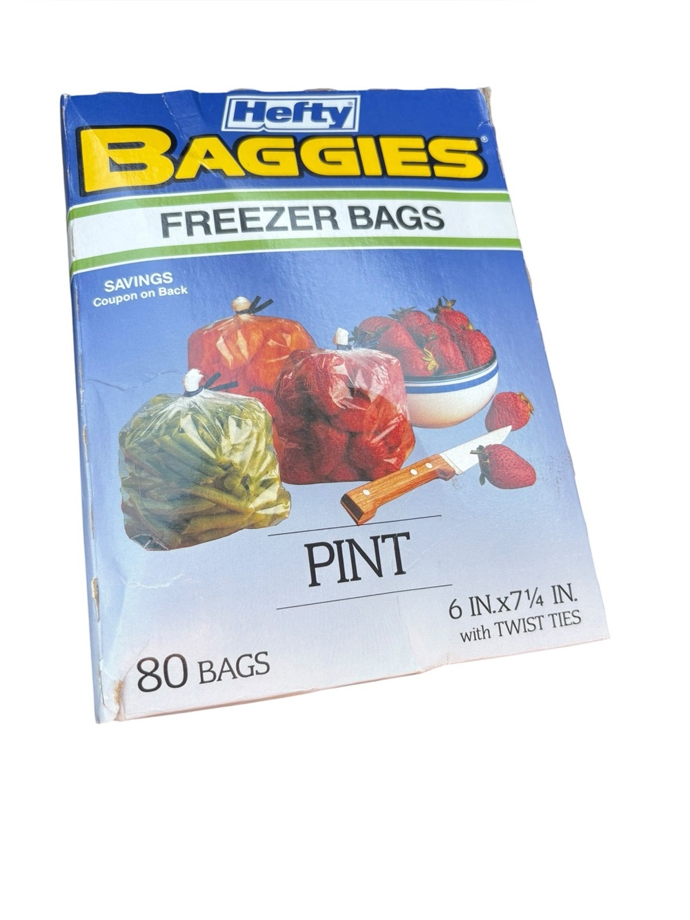 NEW NOS Hefty Baggies Freezer Bags Twist Ties Pint Size 80 Bags